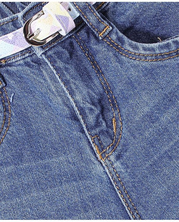 Babyhug Cotton Spandex Full Length Solid Color Stretchable Denim Jeans - Blue