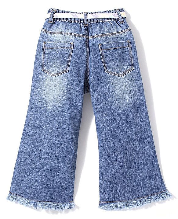 Babyhug Cotton Spandex Full Length Solid Color Stretchable Denim Jeans - Blue