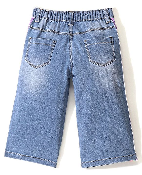 Babyhug Cotton Spandex Full Length Solid Color Stretchable Denim Jeans - Blue