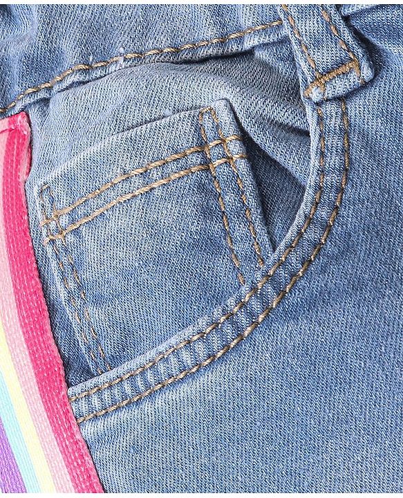 Babyhug Cotton Spandex Full Length Solid Color Stretchable Denim Jeans - Blue