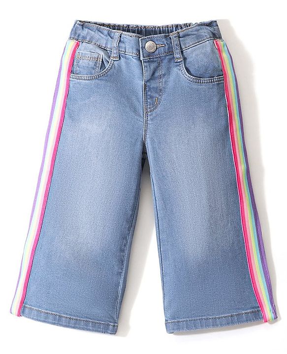 Babyhug Cotton Spandex Full Length Solid Color Stretchable Denim Jeans - Blue