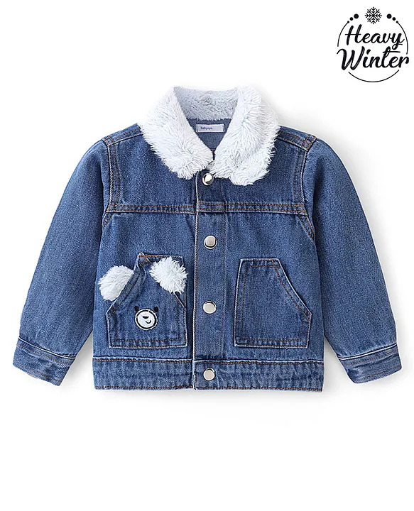 Boys denim jacket with fur best sale