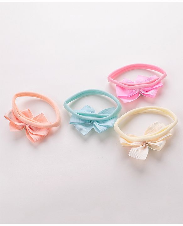 Babyhug Headbands with Floral and Pearl Applique Free Size Pack of 4 - Multicolor