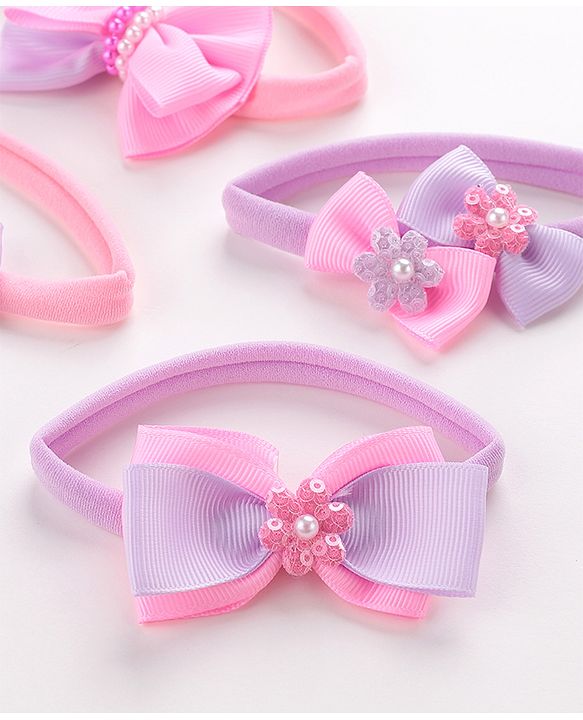 Babyhug Free Size Headbands Bow  Applique Pack of 4  - Multicolor