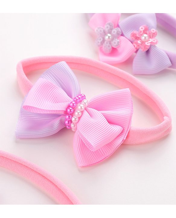 Babyhug Free Size Headbands Bow  Applique Pack of 4  - Multicolor