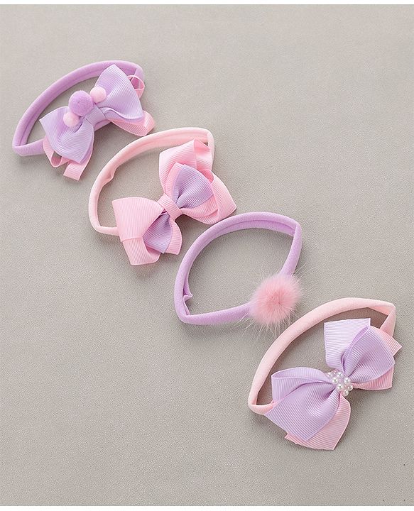 Babyhug Headbands   Free Size Pack of 4 - Pink & Purple