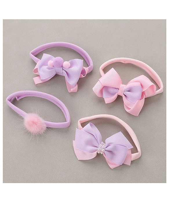 Babyhug Headbands   Free Size Pack of 4 - Pink & Purple