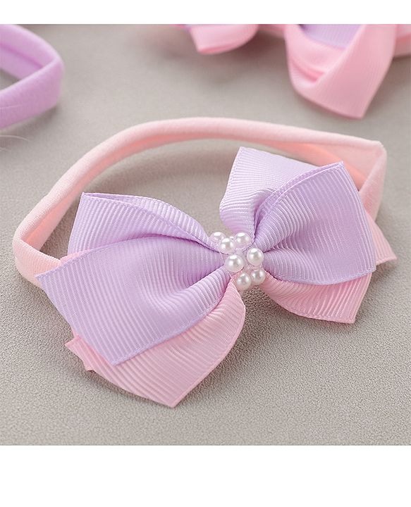 Babyhug Headbands   Free Size Pack of 4 - Pink & Purple