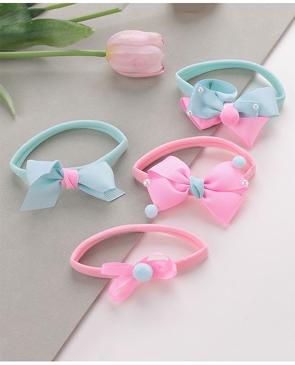 Babyhug Free Size Headbands  Bow Applique Pack of 4 - Multicolor