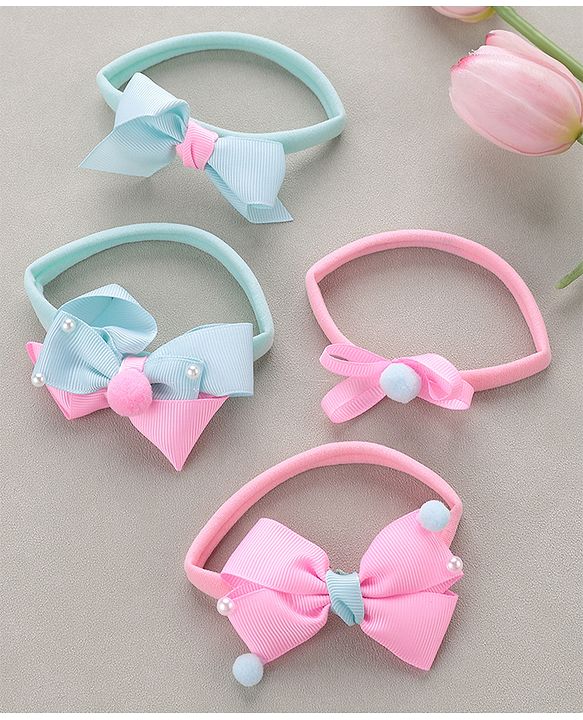 Babyhug Free Size Headbands  Bow Applique Pack of 4 - Multicolor