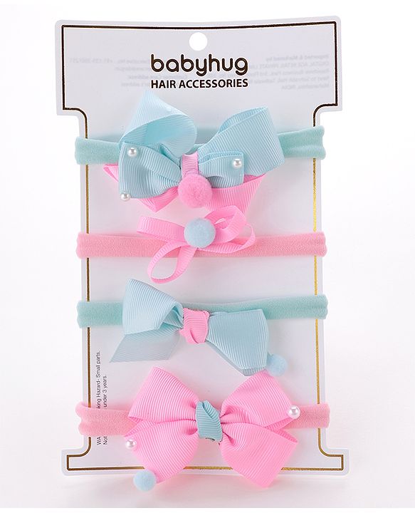 Babyhug Free Size Headbands  Bow Applique Pack of 4 - Multicolor