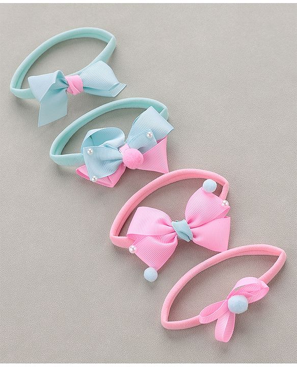 Babyhug Free Size Headbands  Bow Applique Pack of 4 - Multicolor