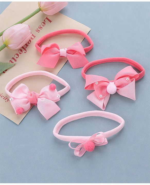 Babyhug Free Size Headbands  Bow Applique Pack of 4 - Multicolor