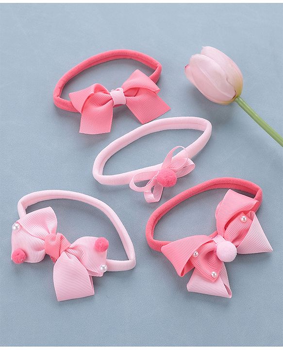 Babyhug Free Size Headbands  Bow Applique Pack of 4 - Multicolor
