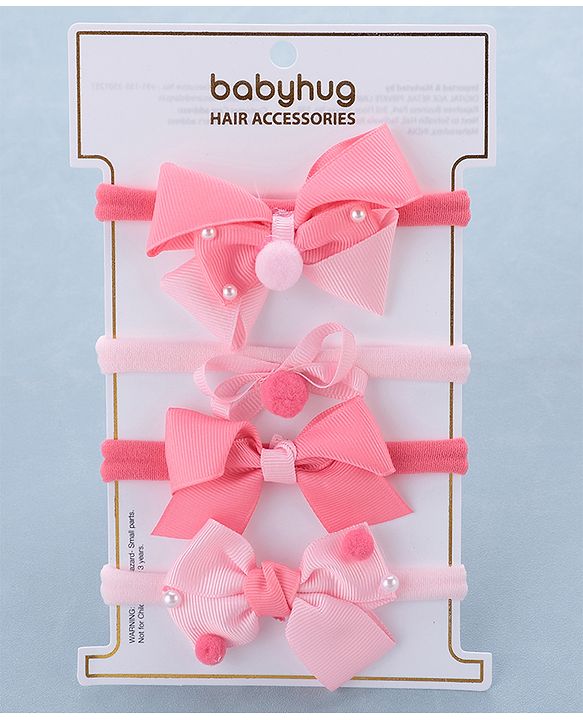 Babyhug Free Size Headbands  Bow Applique Pack of 4 - Multicolor