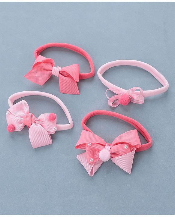 Babyhug Free Size Headbands  Bow Applique Pack of 4 - Multicolor