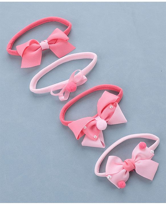 Babyhug Free Size Headbands  Bow Applique Pack of 4 - Multicolor