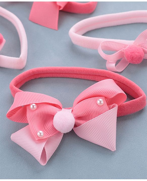 Babyhug Free Size Headbands  Bow Applique Pack of 4 - Multicolor