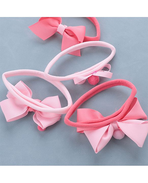 Babyhug Free Size Headbands  Bow Applique Pack of 4 - Multicolor