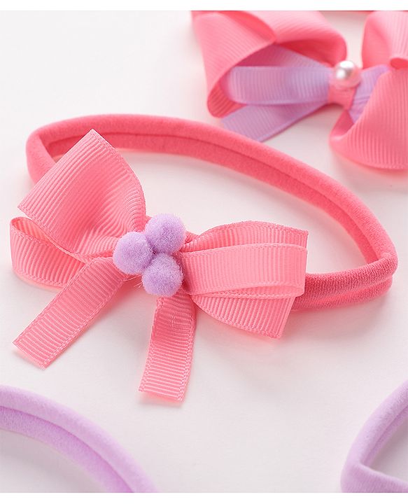 Babyhug Free Size Headbands Bow  Applique Pack of 4 - Multicolor