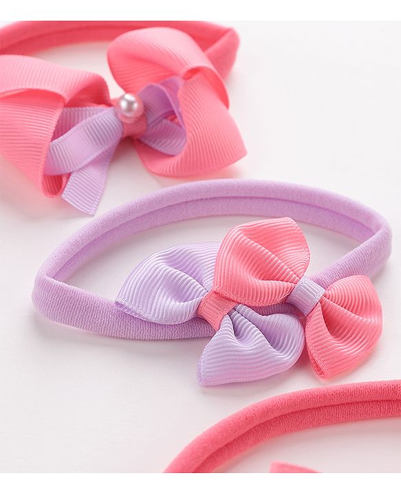 Babyhug Free Size Headbands Bow  Applique Pack of 4 - Multicolor