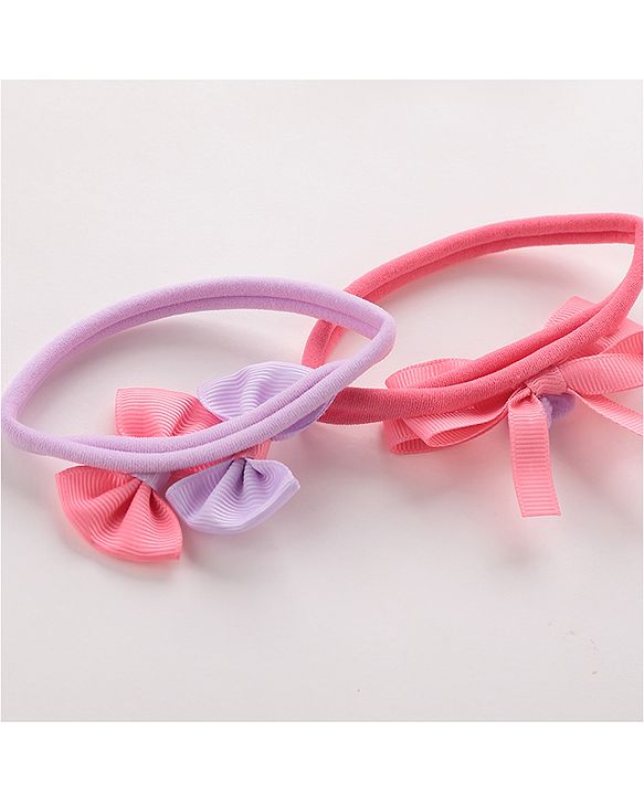Babyhug Free Size Headbands Bow  Applique Pack of 4 - Multicolor