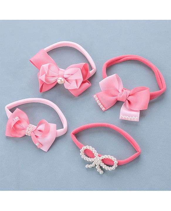 Babyhug Free Size Headbands Bow  Applique Pack of 4 - Multicolor