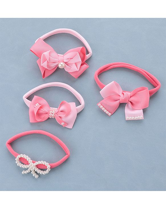 Babyhug Free Size Headbands Bow  Applique Pack of 4 - Multicolor