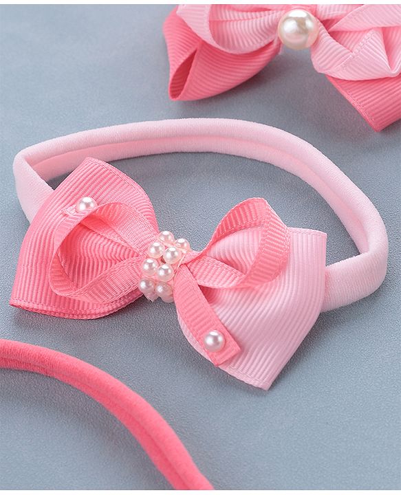 Babyhug Free Size Headbands Bow  Applique Pack of 4 - Multicolor