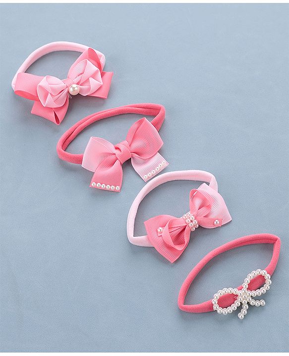 Babyhug Free Size Headbands Bow  Applique Pack of 4 - Multicolor