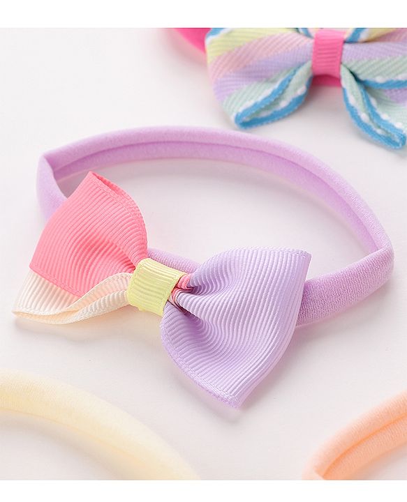 Babyhug Free Size Headbands Bow Applique Pack of 5 - Multicolor