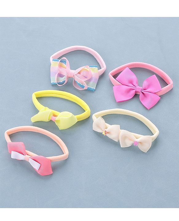 Babyhug Free Size Headbands Bow Applique Pack of 5 - Multicolor