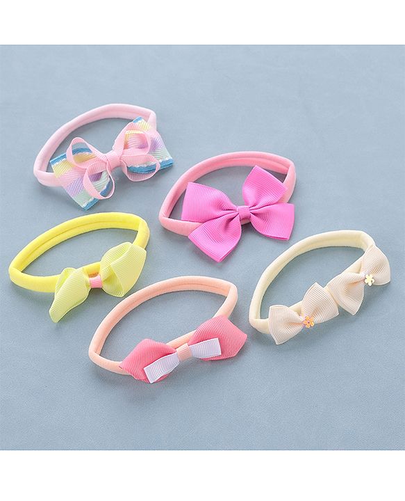 Babyhug Free Size Headbands Bow Applique Pack of 5 - Multicolor