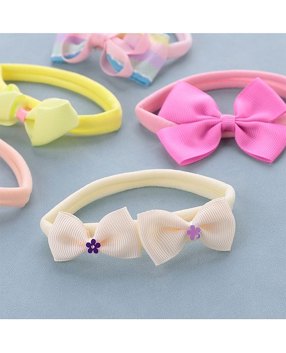 Babyhug Free Size Headbands Bow Applique Pack of 5 - Multicolor