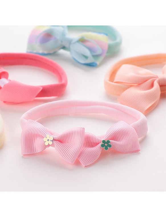Babyhug Free Size Headbands Bow Applique Pack of 5 - Multicolor