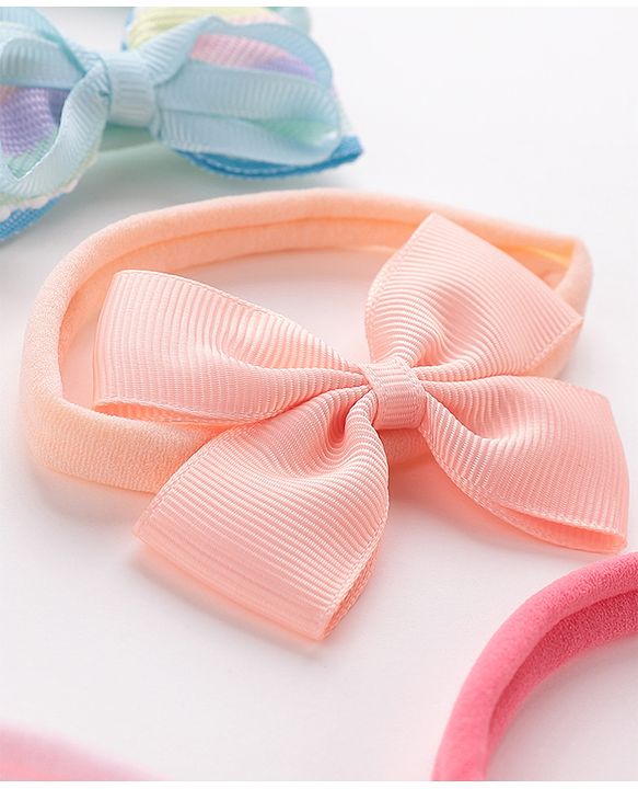 Babyhug Free Size Headbands Bow Applique Pack of 5 - Multicolor
