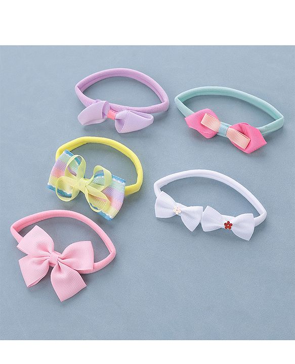 Babyhug Free Size Headbands Bow Applique Pack of 5 - Multicolor