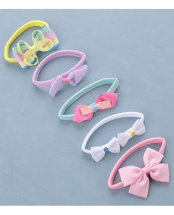 Babyhug Free Size Headbands Bow Applique Pack of 5 - Multicolor