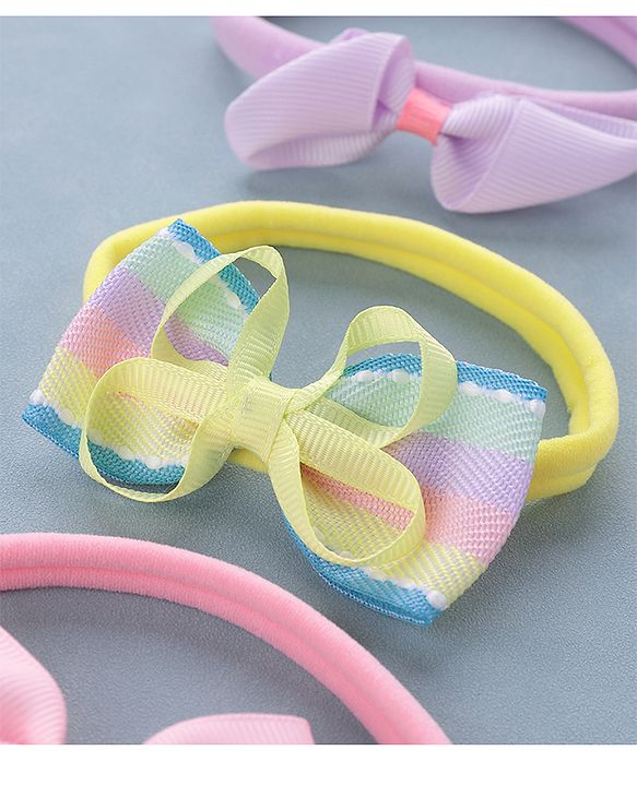 Babyhug Free Size Headbands Bow Applique Pack of 5 - Multicolor