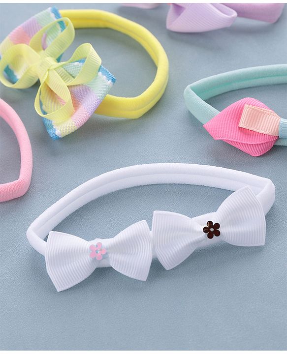 Babyhug Free Size Headbands Bow Applique Pack of 5 - Multicolor