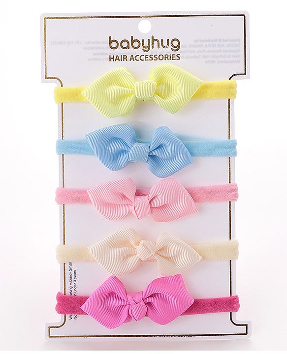 Babyhug Headbands with Bow Free Size Pack of 5 - Multicolour