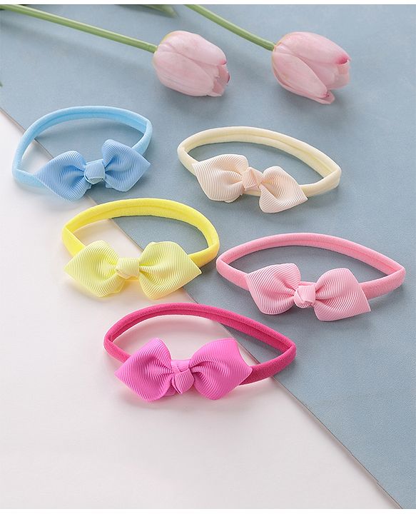 Babyhug Headbands with Bow Free Size Pack of 5 - Multicolour