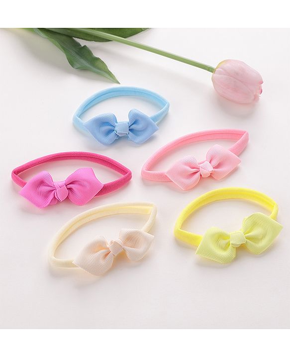 Babyhug Headbands with Bow Free Size Pack of 5 - Multicolour