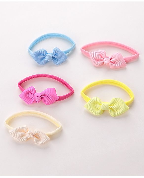 Babyhug Headbands with Bow Free Size Pack of 5 - Multicolour