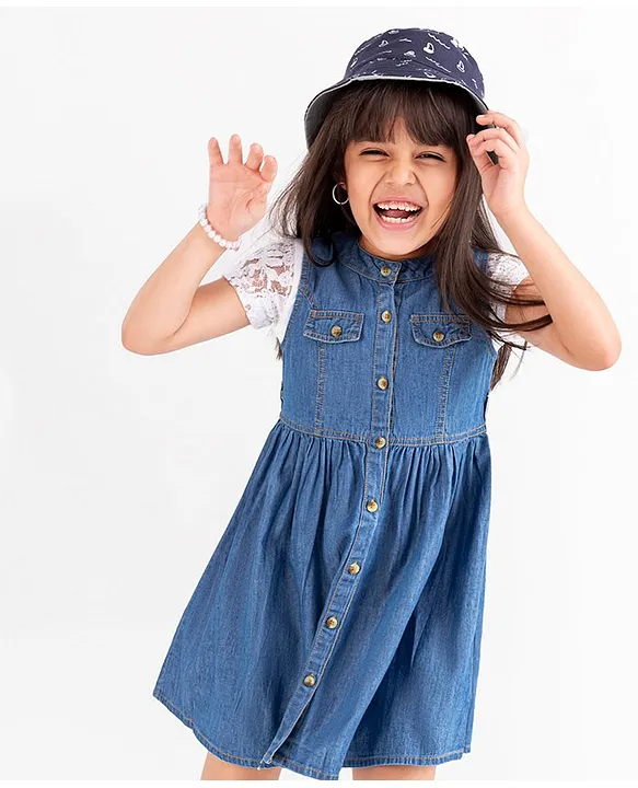 Cucumber Half Sleeves Party Wear Denim Denim Frocks for Girls | Udaan - B2B  Buying for Retailers