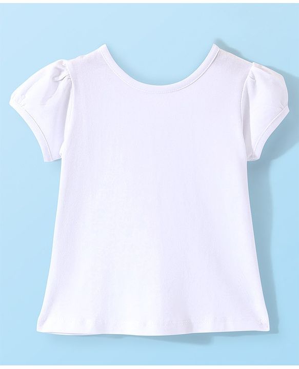 Babyhug Cotton Knit Half Sleeves Inner Tee with Frock Striped & Butterfly Embroidered - Yellow