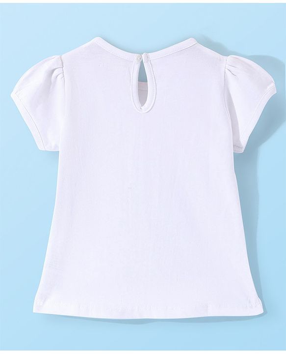 Babyhug Cotton Knit Half Sleeves Inner Tee with Frock Striped & Butterfly Embroidered - Yellow