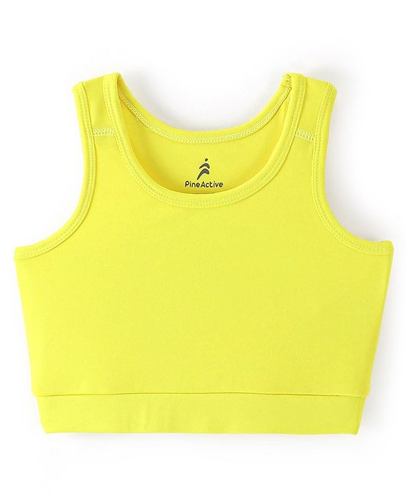 Pine Active High Stretch Breathable Solid Color Sports Bra And Legging Set - Yellow