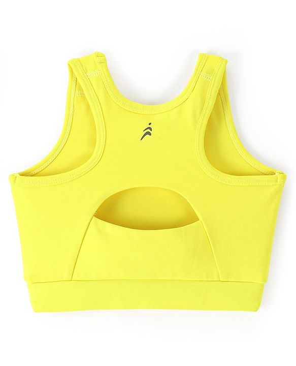 Pine Active High Stretch Breathable Solid Color Sports Bra And Legging Set - Yellow
