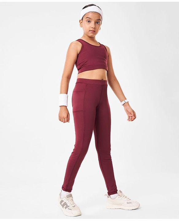 Pine Active High Stretch Breathable Solid Color Sports Bra And Legging Set - Purple